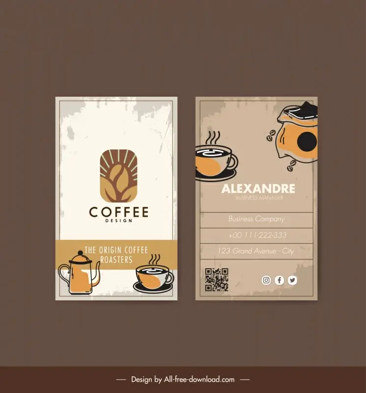 coffee business card template vintage objects decor