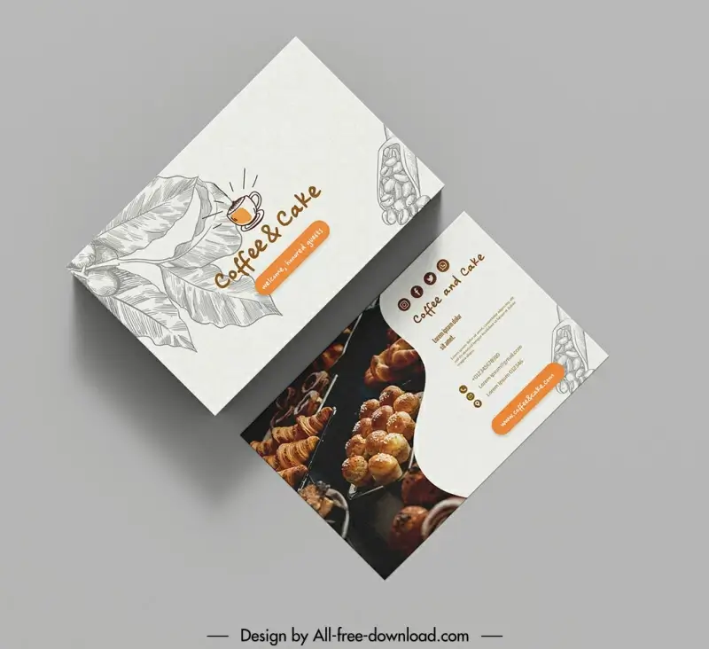 coffee cake business card templates elegant realistic handdrawn design