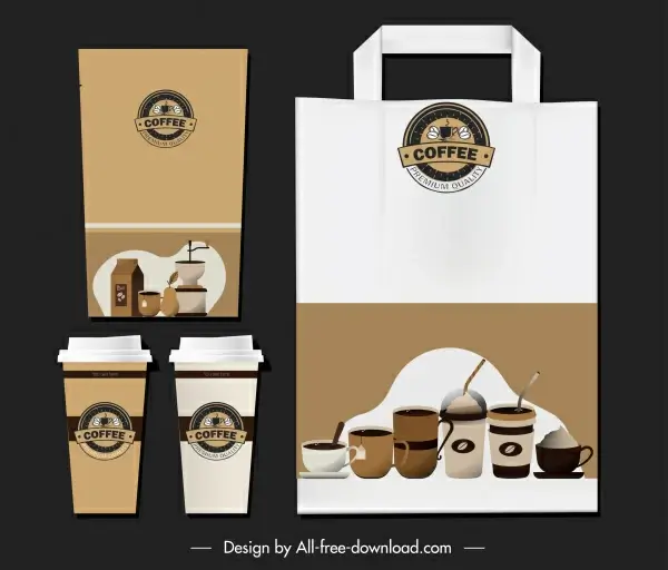 coffee identity sets elegant classic brown decor