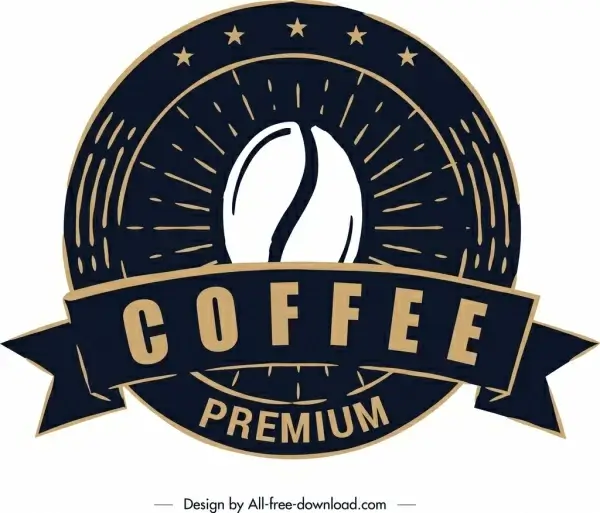 coffee label template classical black round design