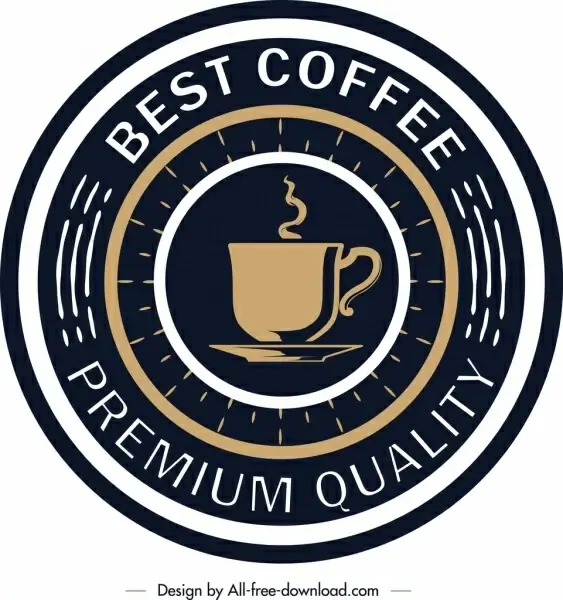 coffee label template elegant round dark design