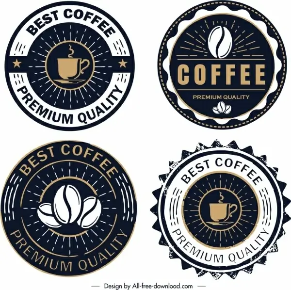 coffee logo templates retro circle dark design