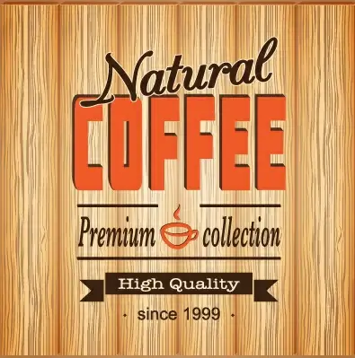 coffee poster with wooden background vector