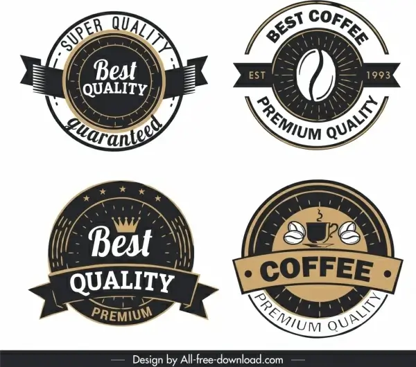 coffee quality label templates vintage decor circle shape