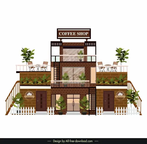 coffee shop architecture template modern brick wall decor