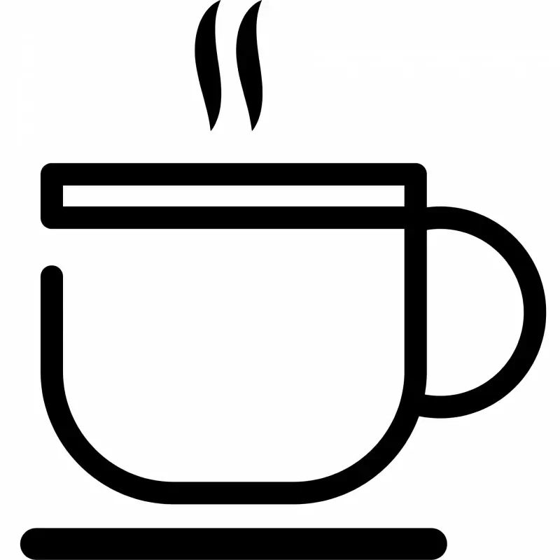 coffee sign icon flat cup black white outline