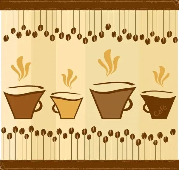 coffee background flat classical handdrawn beans cups sketch