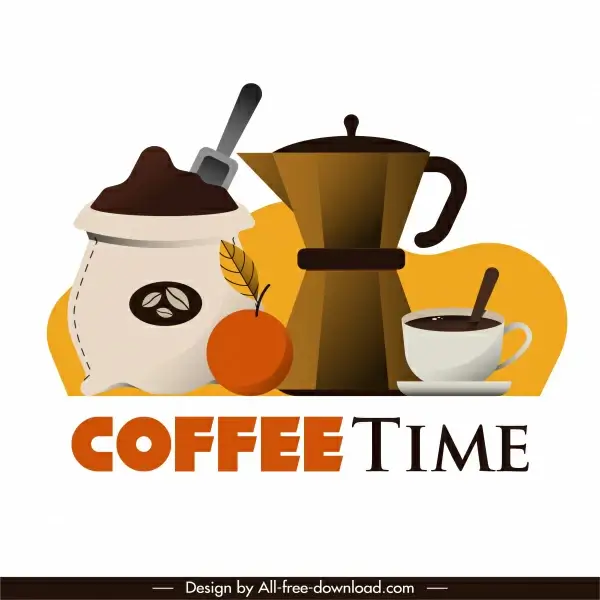 coffee time banner colored classic flat design