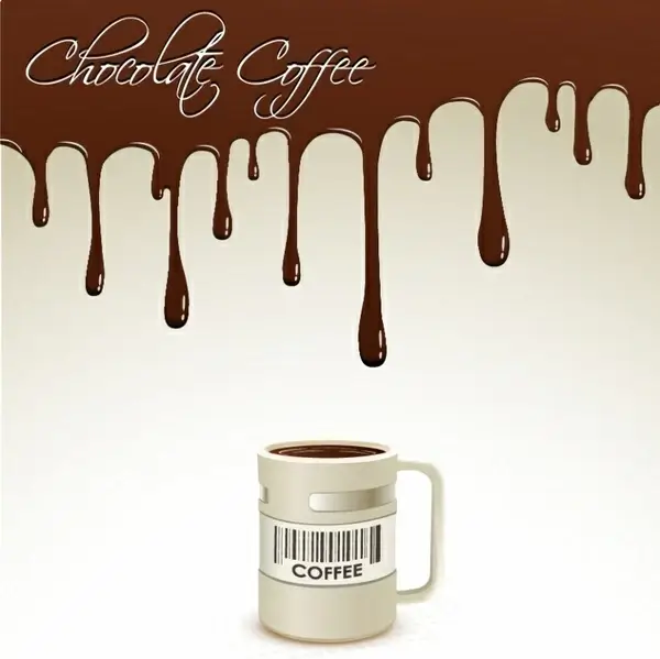 coffee advertising banner melting chocolate realistic cup decor