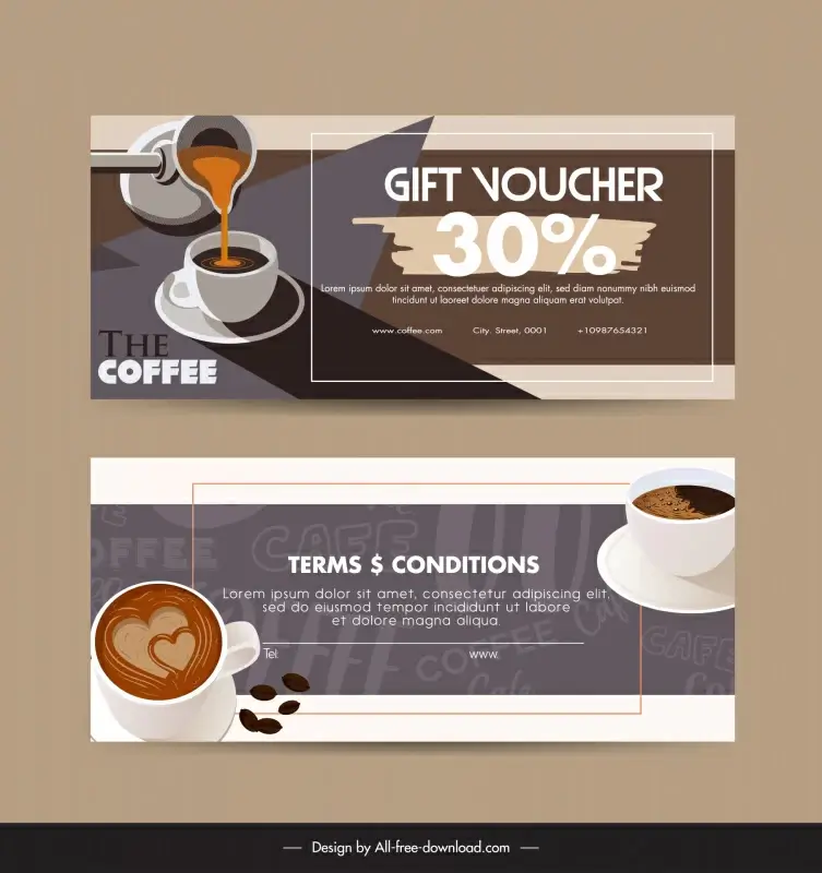 coffee voucher templates elegant dark classic