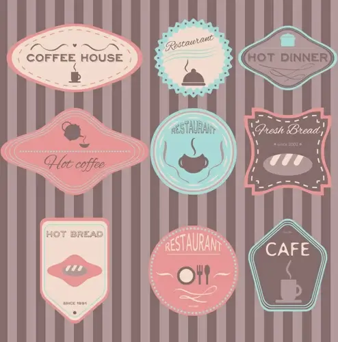 coffee with cafe colored vintage labels