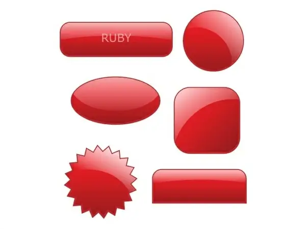 web buttons sets design with various red shapes