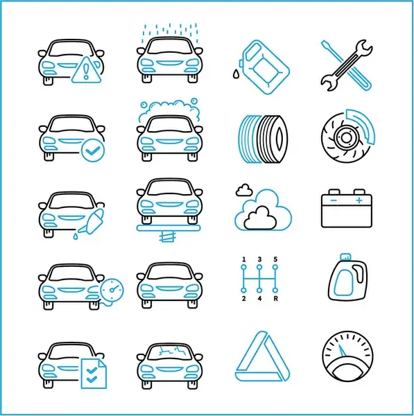 collection of car repair service icons