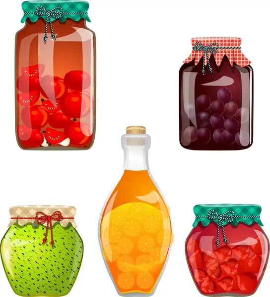 collection of glass jars with jam vector illustration