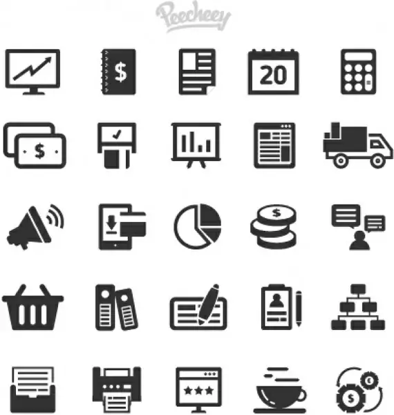 collection of gray simple business icons