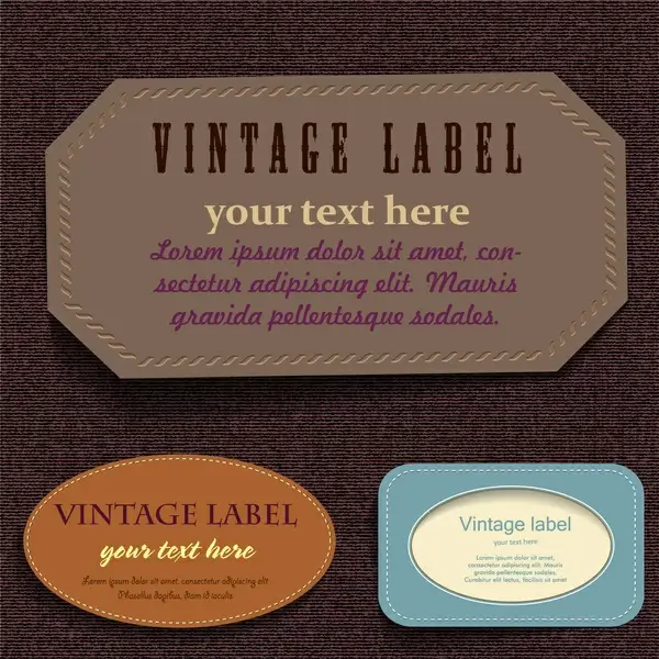collection of vintage labels with leather material design