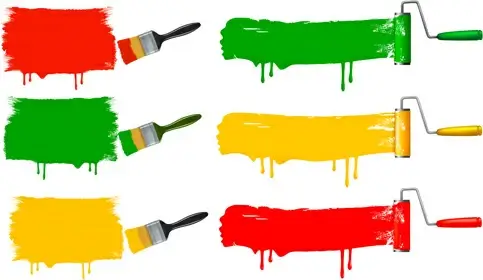 coloful paint brushes design elements