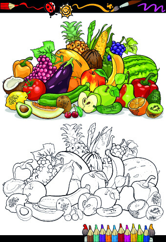 Kawaii Veggies colouring page - Kate Hadfield Designs