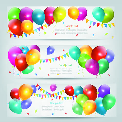 colored balloons banners set