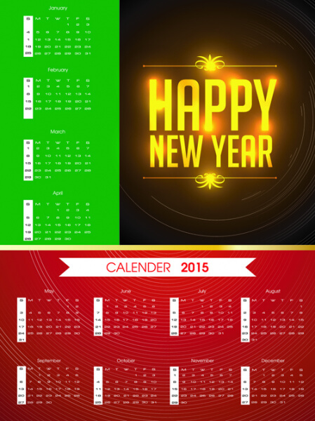 colored calendar15 with happy new year background