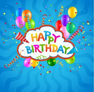 colored confetti with happy birthday background vector