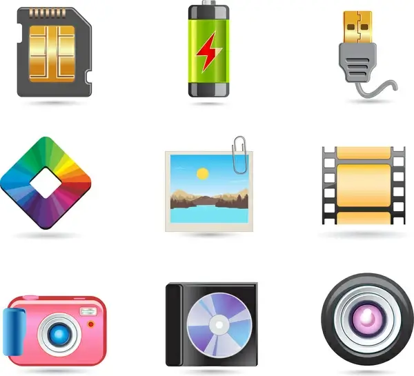 colored icons of digital appliances