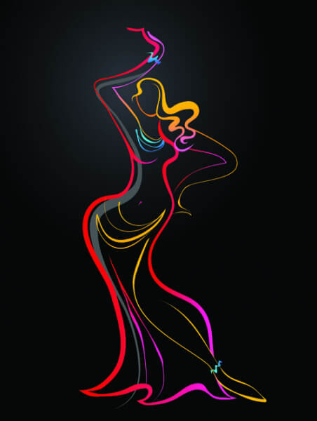 colored in woman dance design vector