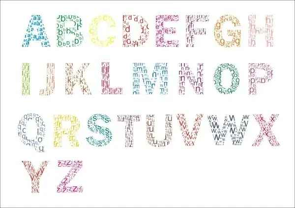 colored letter alphabet creative vector