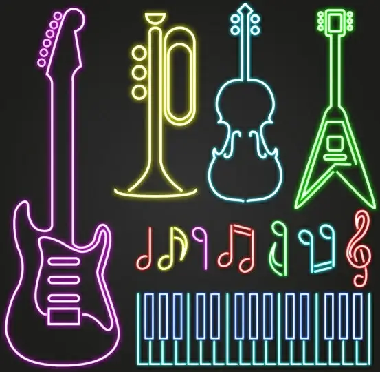 colored light sticks musical instruments vector