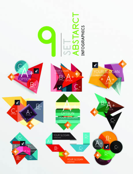 colored origami infographic elements illustration vector 