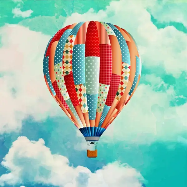 colored realistic drawing of balloon flying on sky