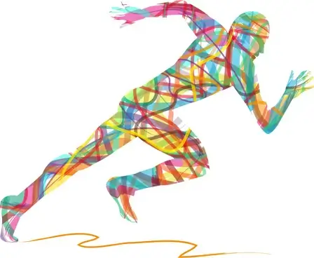 colored ribbon running man vector
