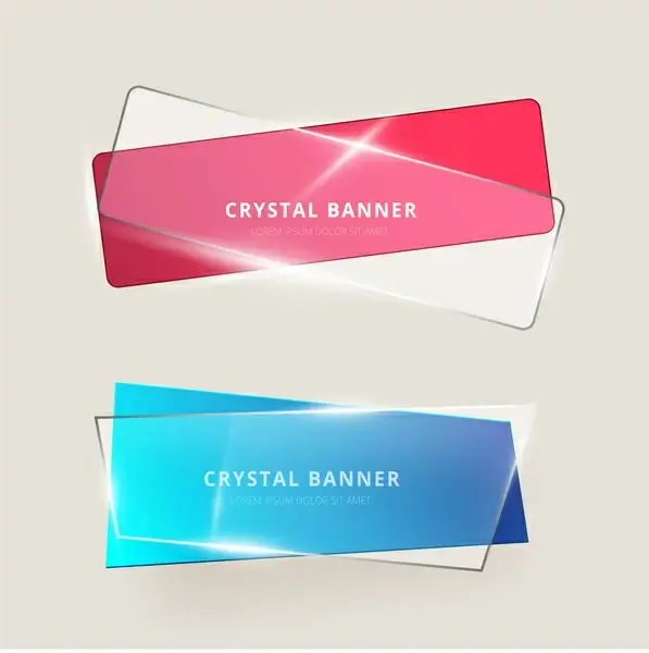 colored shiny crystal banners vector illustration