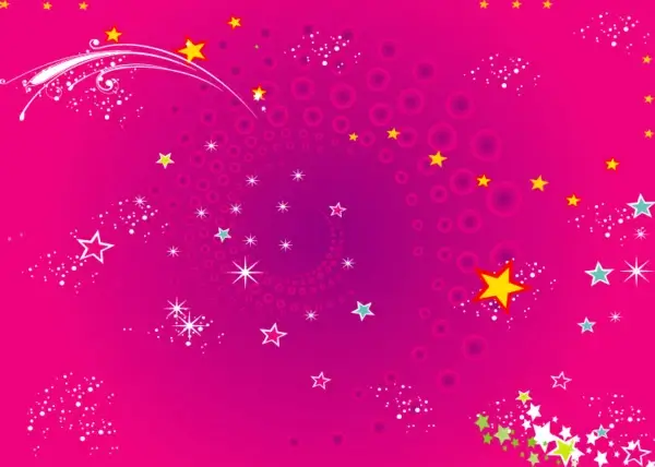 colored stars in black vector background