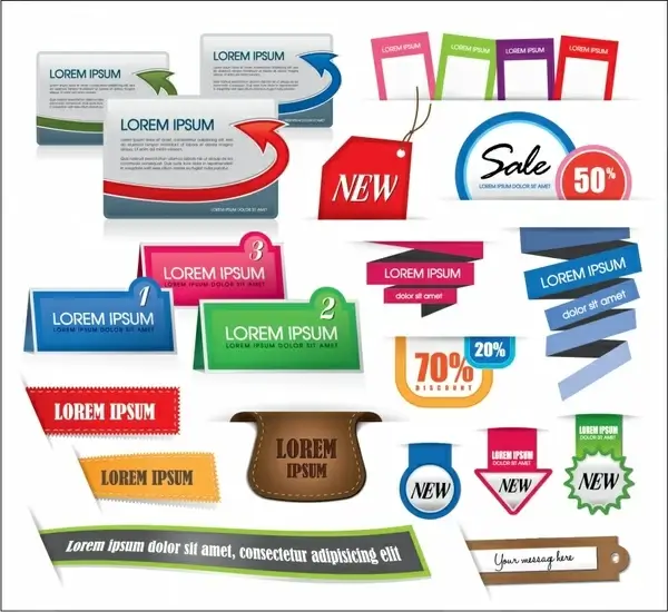 sales tags templates colorful modern shapes design