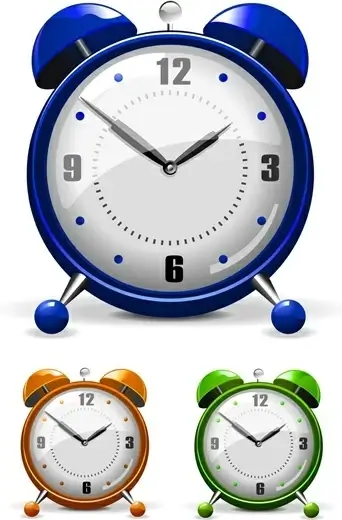 alarm clock icons shiny colored contemporary design