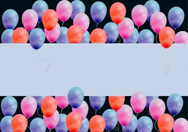 colorful balloons background card sketch blank for text