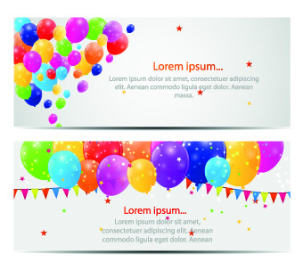 colorful balloons holiday banner vector set
