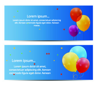 colorful balloons holiday banner vector set