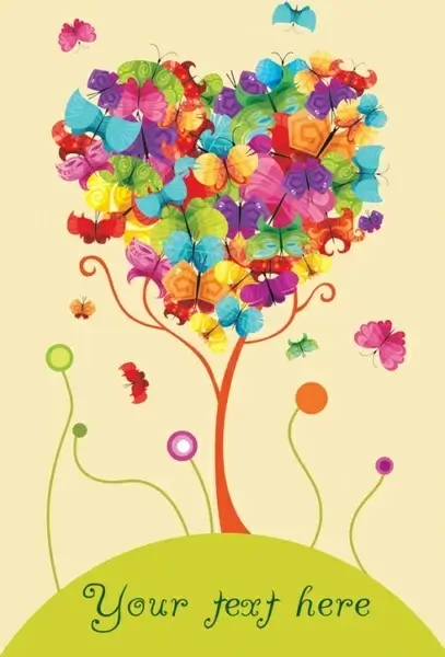 colorful butterflies vector consisting of trees