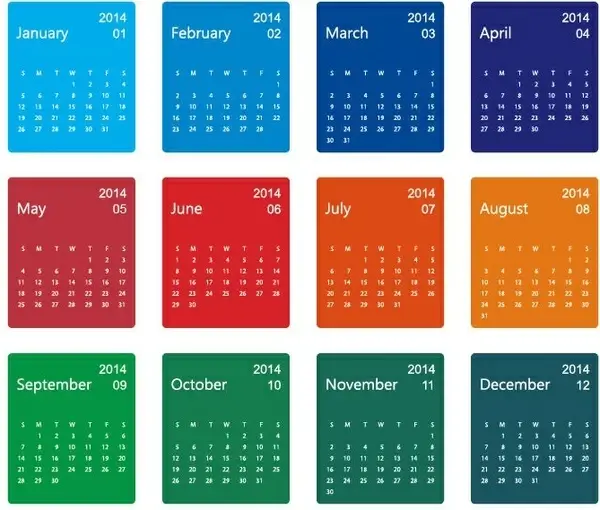 colorful design14 calendar vector