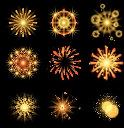 colorful fireworks holiday illustration vector set
