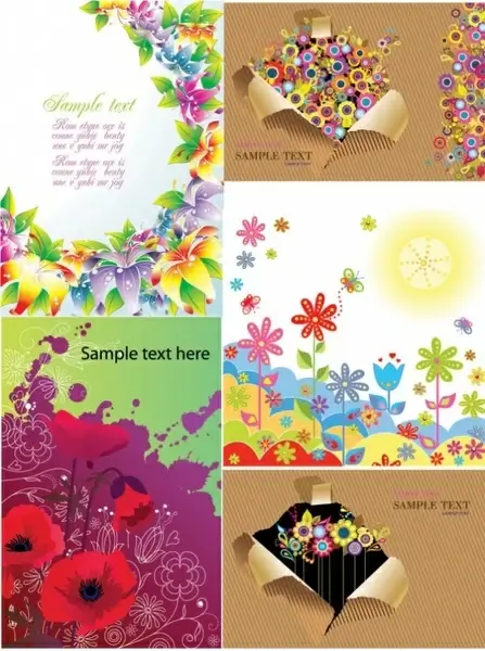 colorful flower card background vector