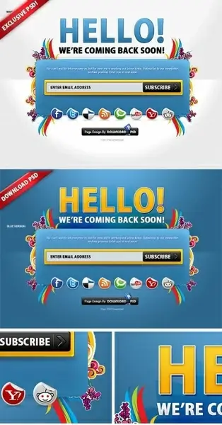 Colorful Free Coming Soon Page PSD