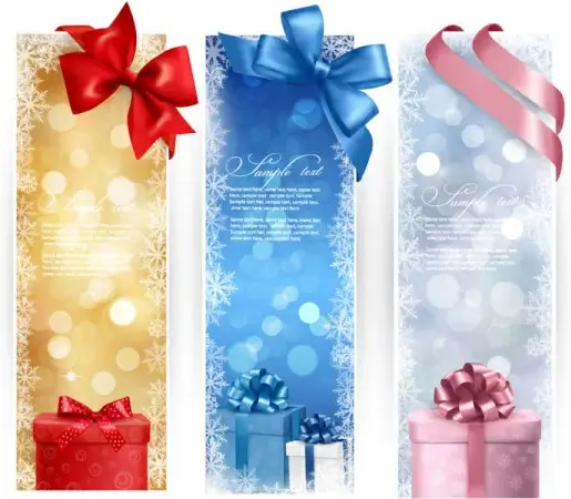 colorful gift box and banner design vector