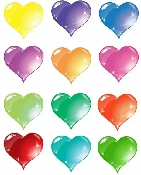 Colorful Heart Love Vector Set
