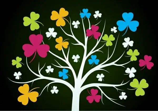colorful leaves tree background flat outline