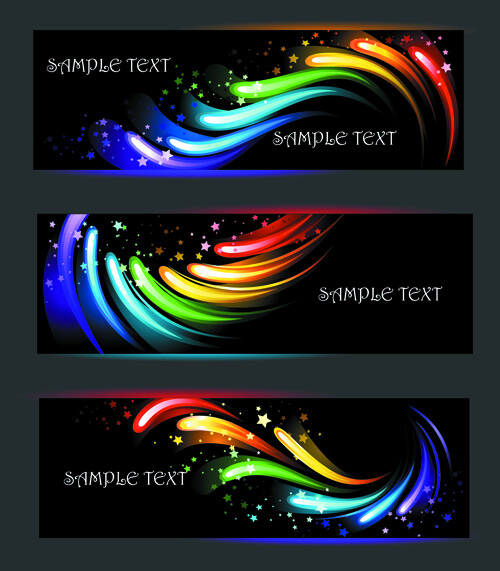 colorful light with stars vector banners