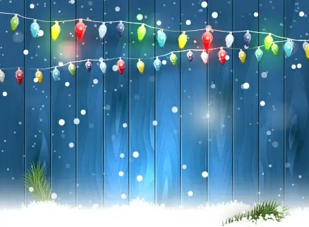 colorful lights with wood christmas background