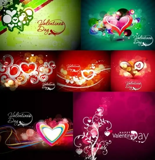valentines cards templates colorful dynamic bokeh hearts decor